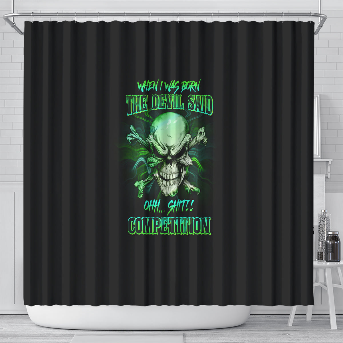when-i-was-born-mad-skull-shower-curtain