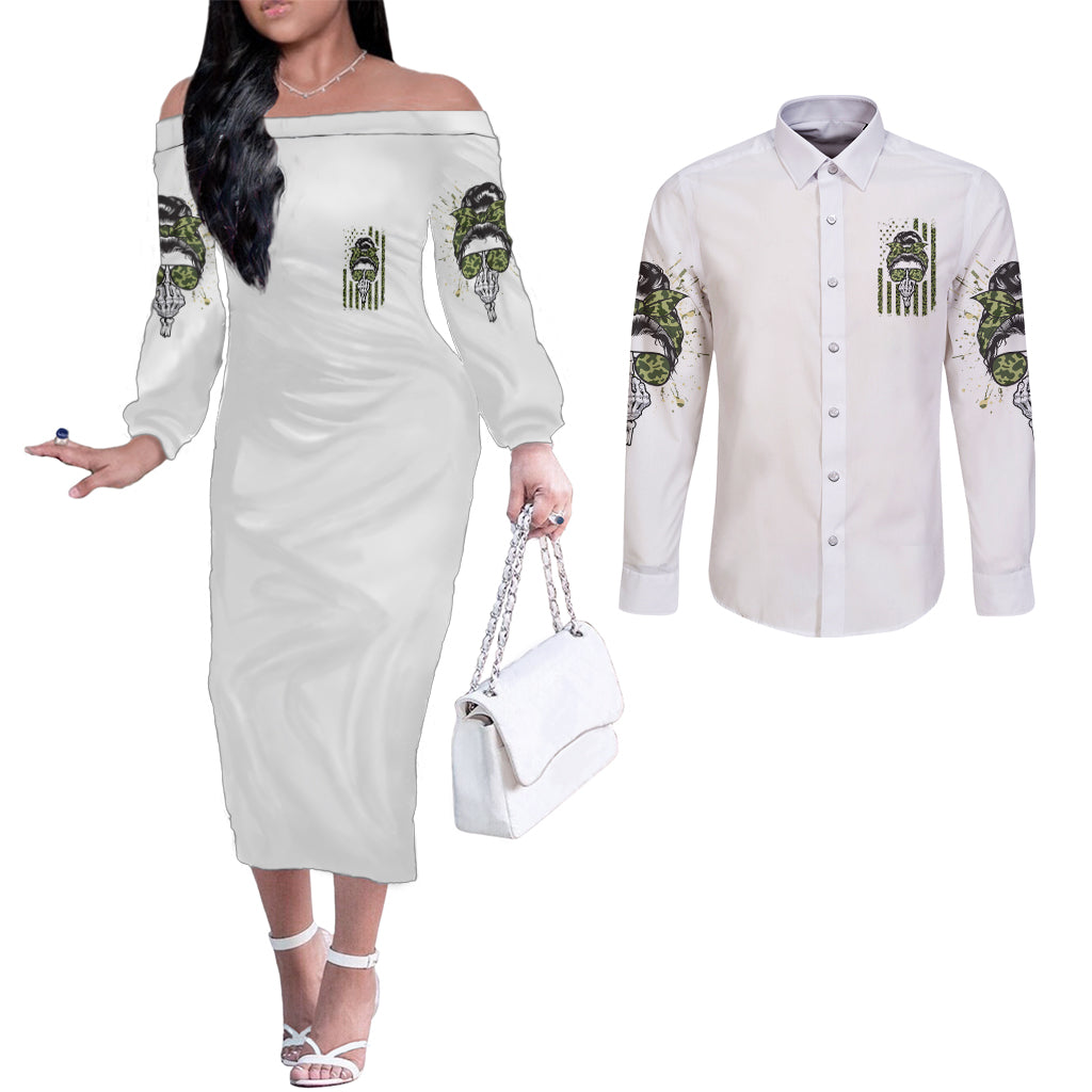 oh-i-pissed-you-off-messy-bun-couples-matching-off-the-shoulder-long-sleeve-dress-and-long-sleeve-button-shirt