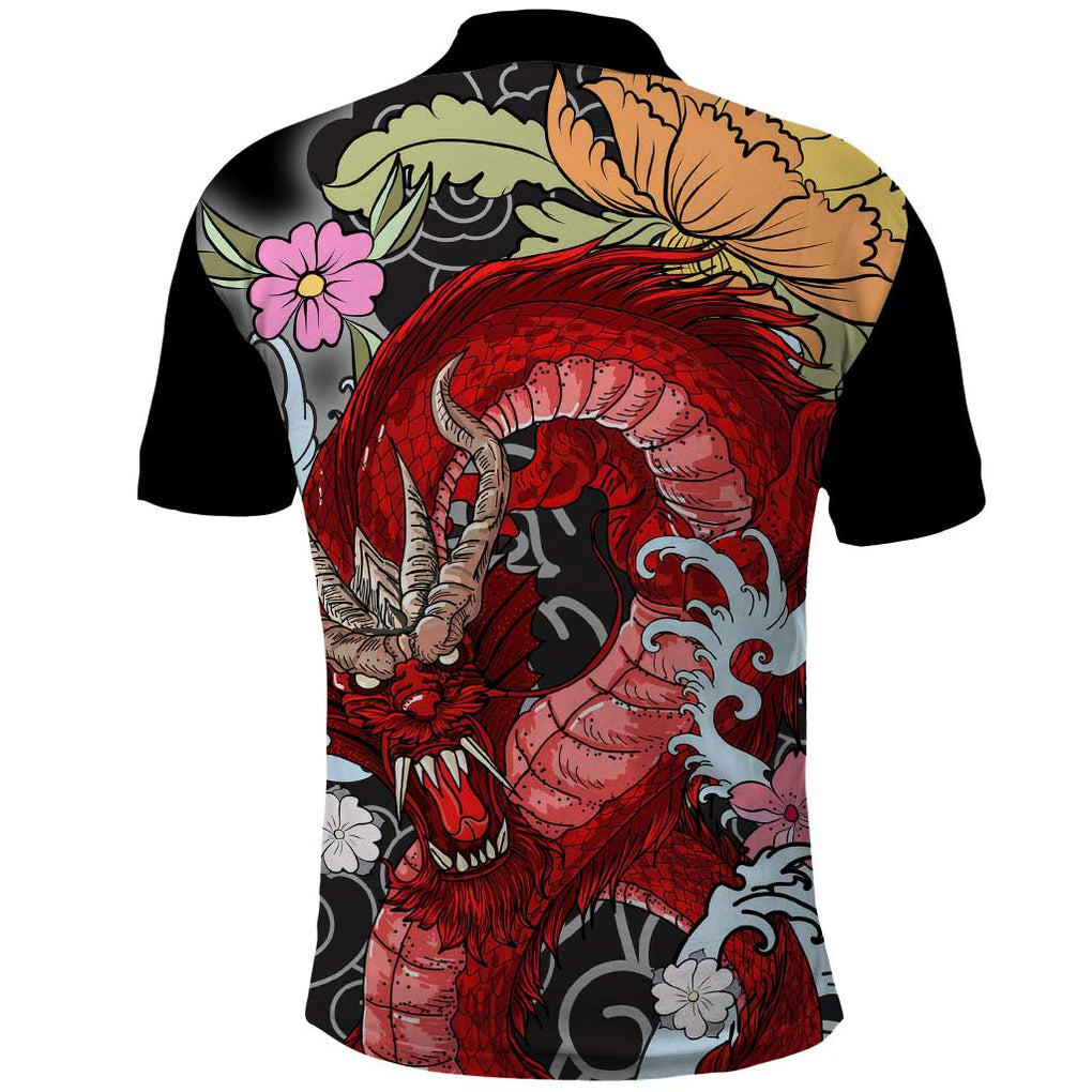 Red Dragon Polo Shirt Japan Art Style