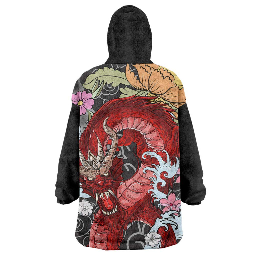 Red Dragon Wearable Blanket Hoodie Japan Art Style