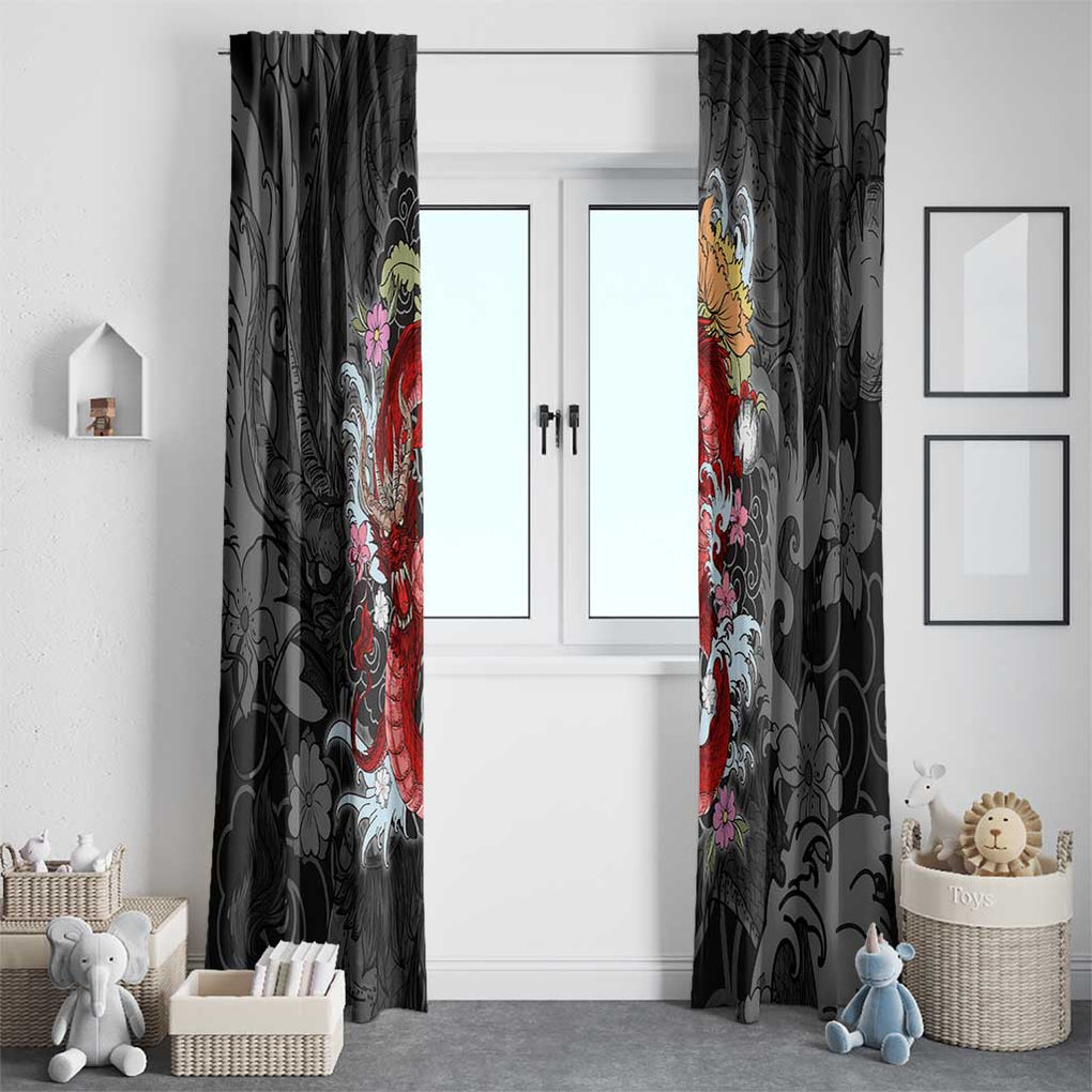 Red Dragon Window Curtain Japan Art Style