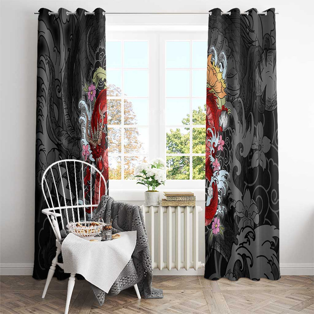 Red Dragon Window Curtain Japan Art Style