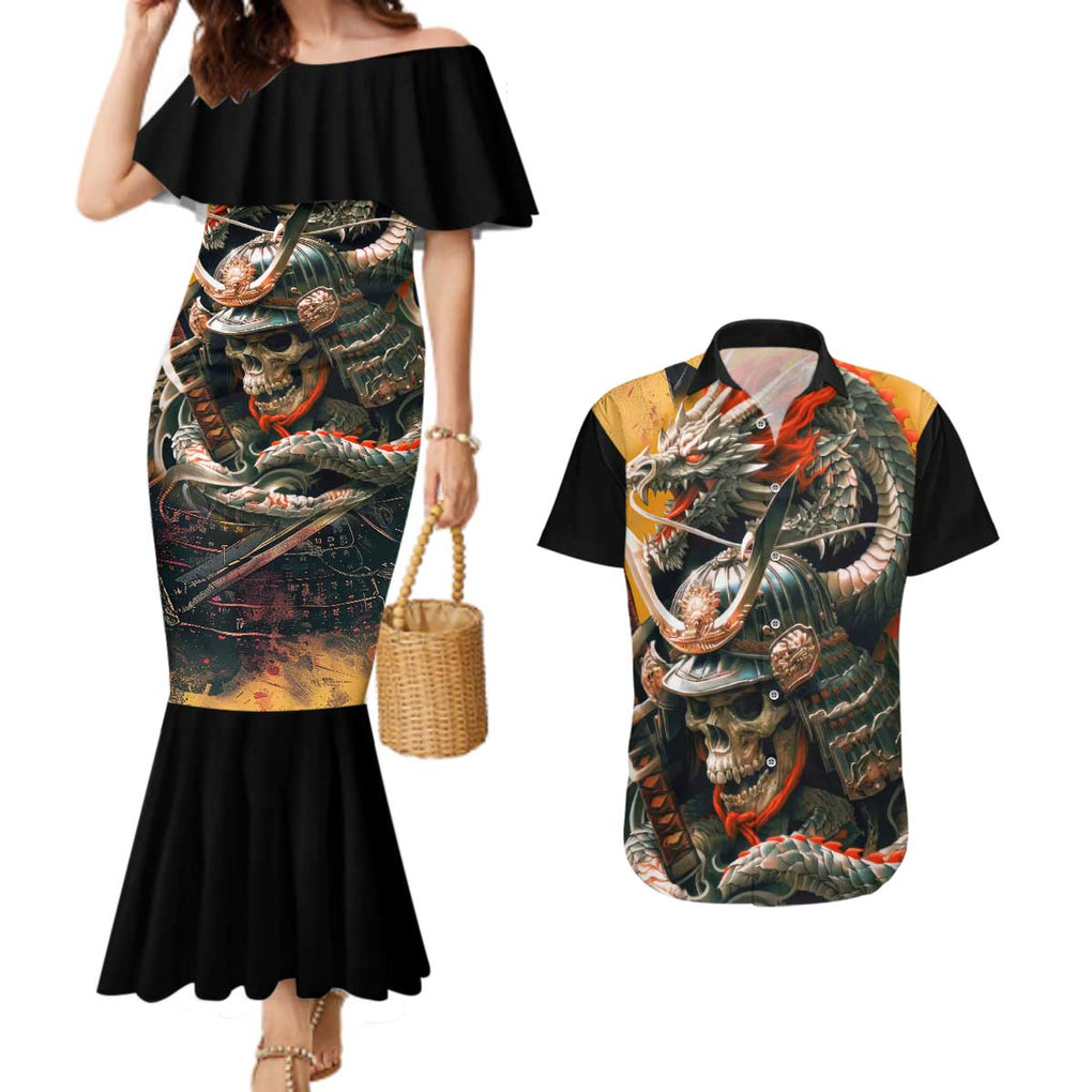 Samurai Yakuza Couples Matching Mermaid Dress and Hawaiian Shirt Japan Art Style