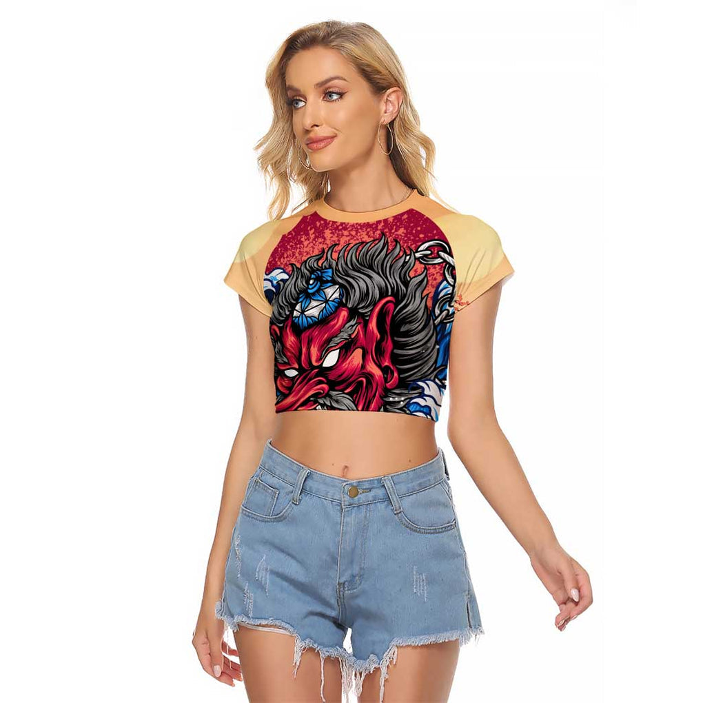 Tengu Raglan Cropped T Shirt Japan Art Style