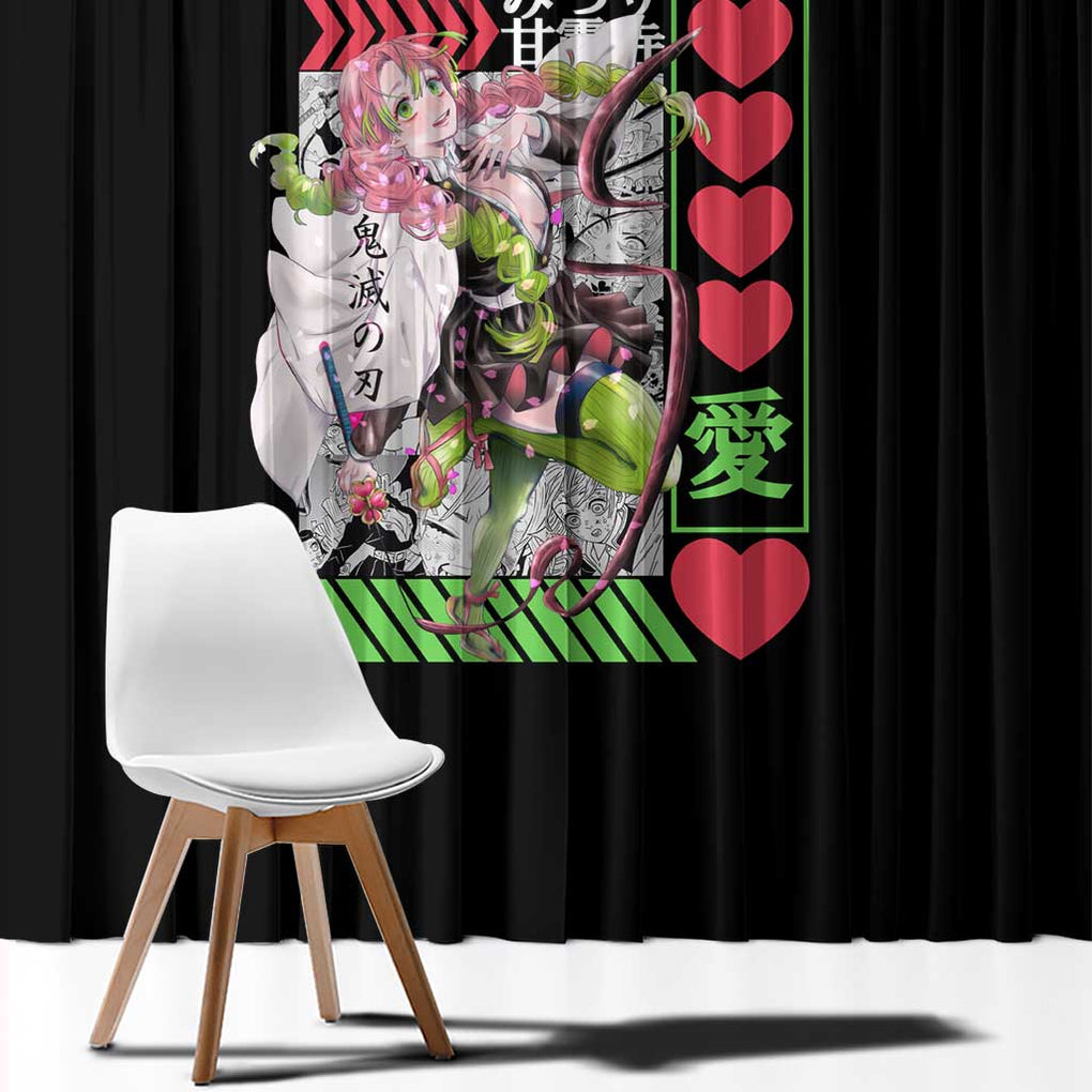 Mitsuri Kanroji - Kimesu No Yaiba Window Curtain Anime Style
