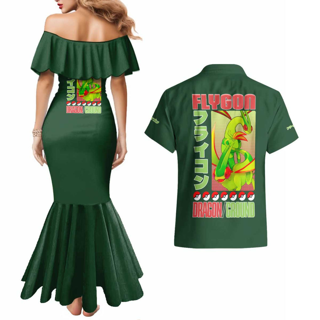 Flygon - Poke Couples Matching Mermaid Dress and Hawaiian Shirt Anime Style