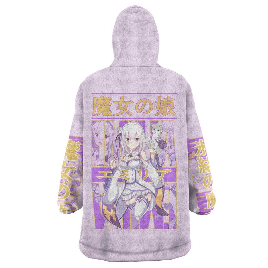 Emilia Re: Zero Wearable Blanket Hoodie Anime Style