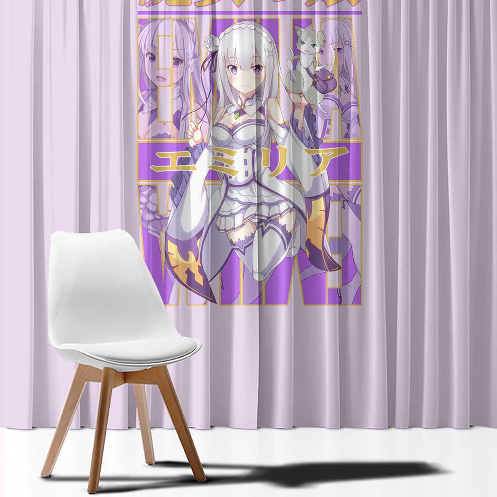 Emilia Re: Zero Window Curtain Anime Style