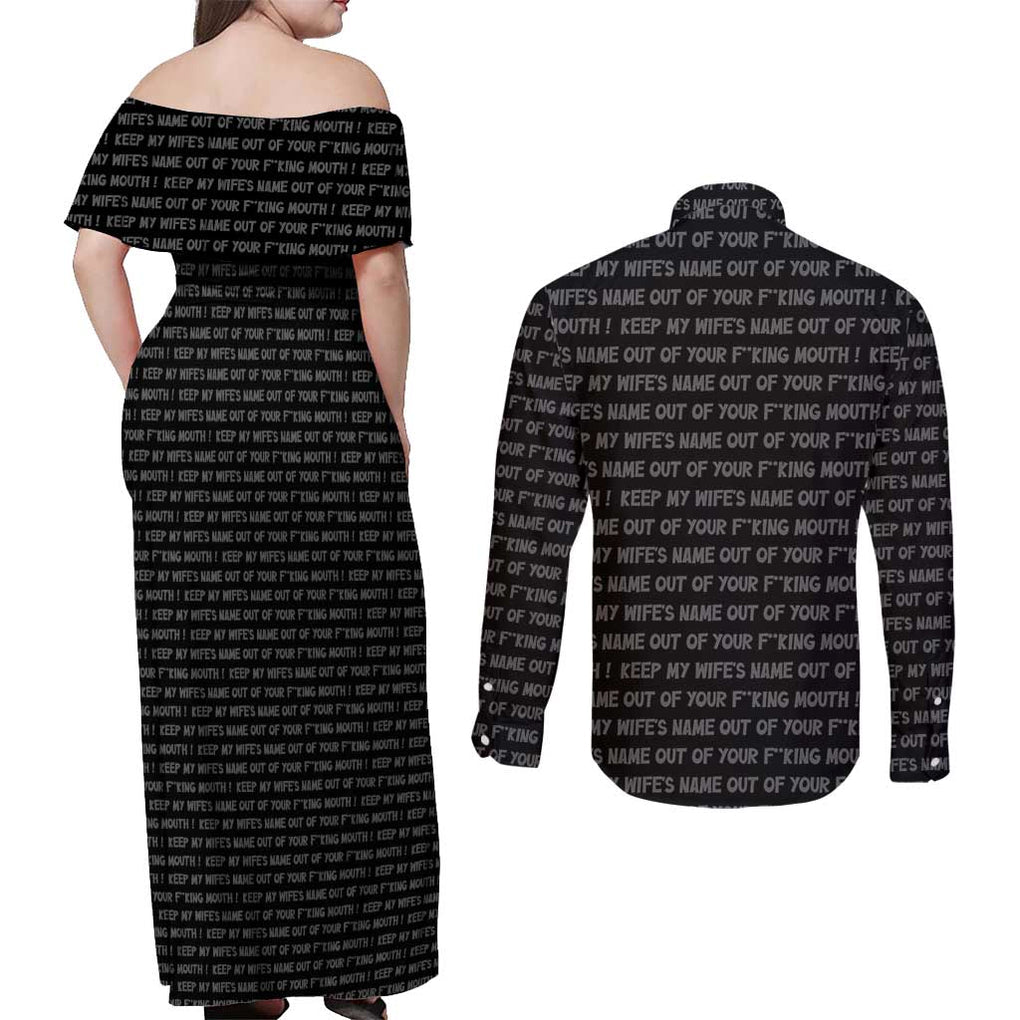 Will Smith Slaps Chris Rock Meme Couples Matching Off Shoulder Maxi Dress and Long Sleeve Button Shirt Funny Meme Art Style