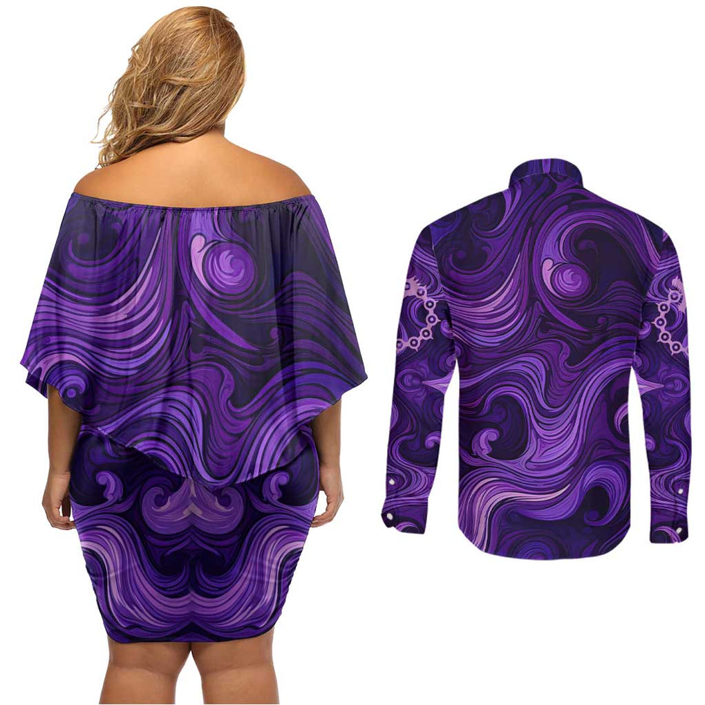Trippy Meliodas Assault Mode Seven Deadly Sins Couples Matching Off Shoulder Short Dress and Long Sleeve Button Shirt Trippy Style