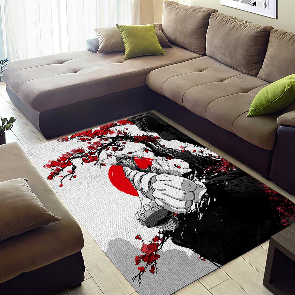 Luffy Gear 3 One Piece Anime White and Red Japanese Art Style Area Rug with Cherry Blossom Tree and Straw Hat Pirates Jolly Roger - The Mazicc