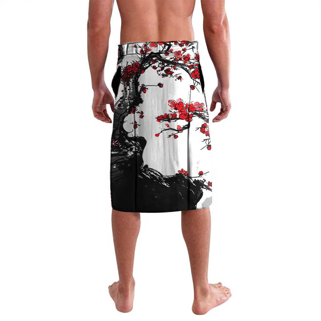 Luffy Gear 3 One Piece Anime White and Red Japanese Art Style Lavalava with Cherry Blossom Tree and Straw Hat Pirates Jolly Roger - The Mazicc