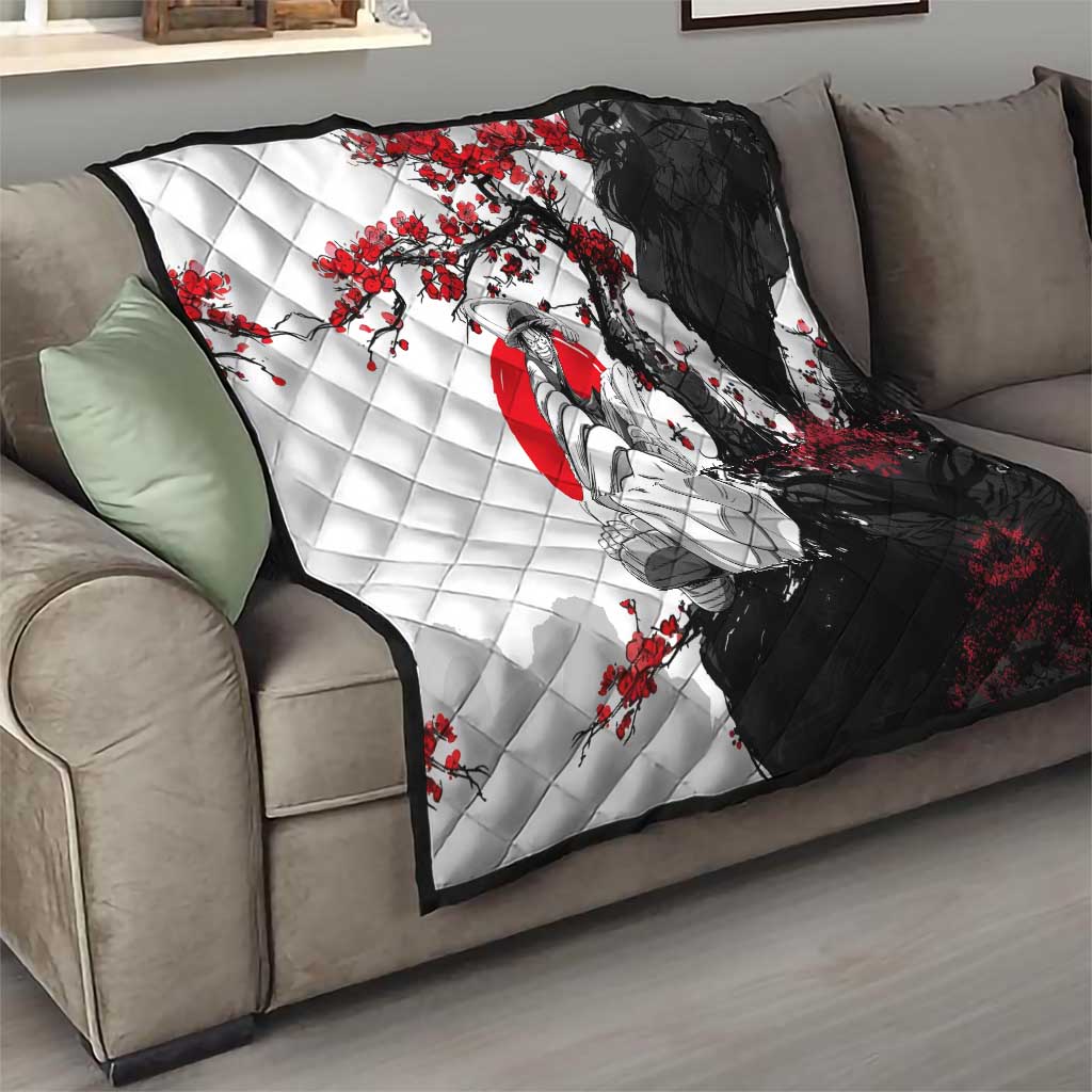 Luffy Gear 3 One Piece Anime White and Red Japanese Art Style Quilt with Cherry Blossom Tree and Straw Hat Pirates Jolly Roger - The Mazicc