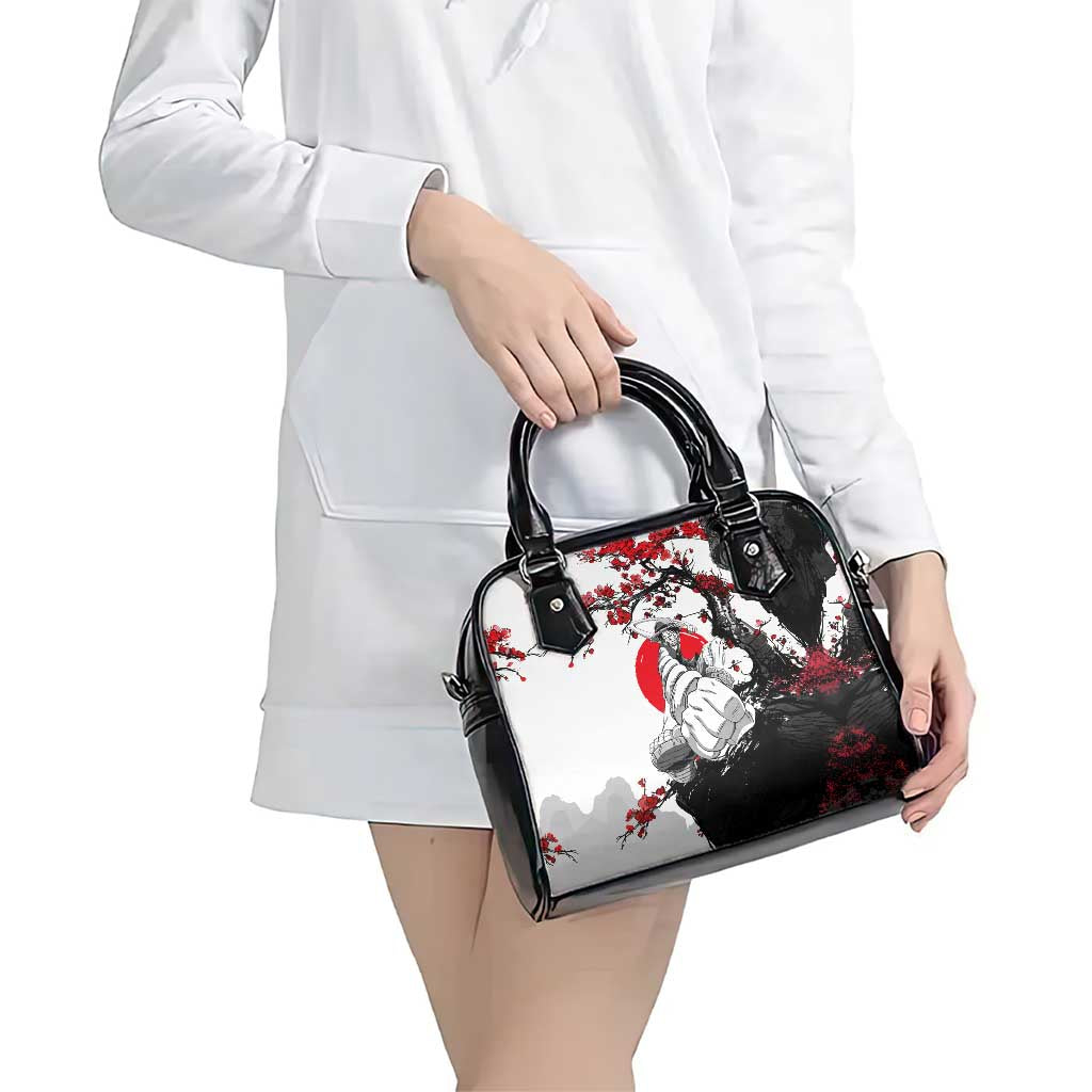 Luffy Gear 3 One Piece Anime White and Red Japanese Art Style Shoulder Handbag with Cherry Blossom Tree and Straw Hat Pirates Jolly Roger - The Mazicc