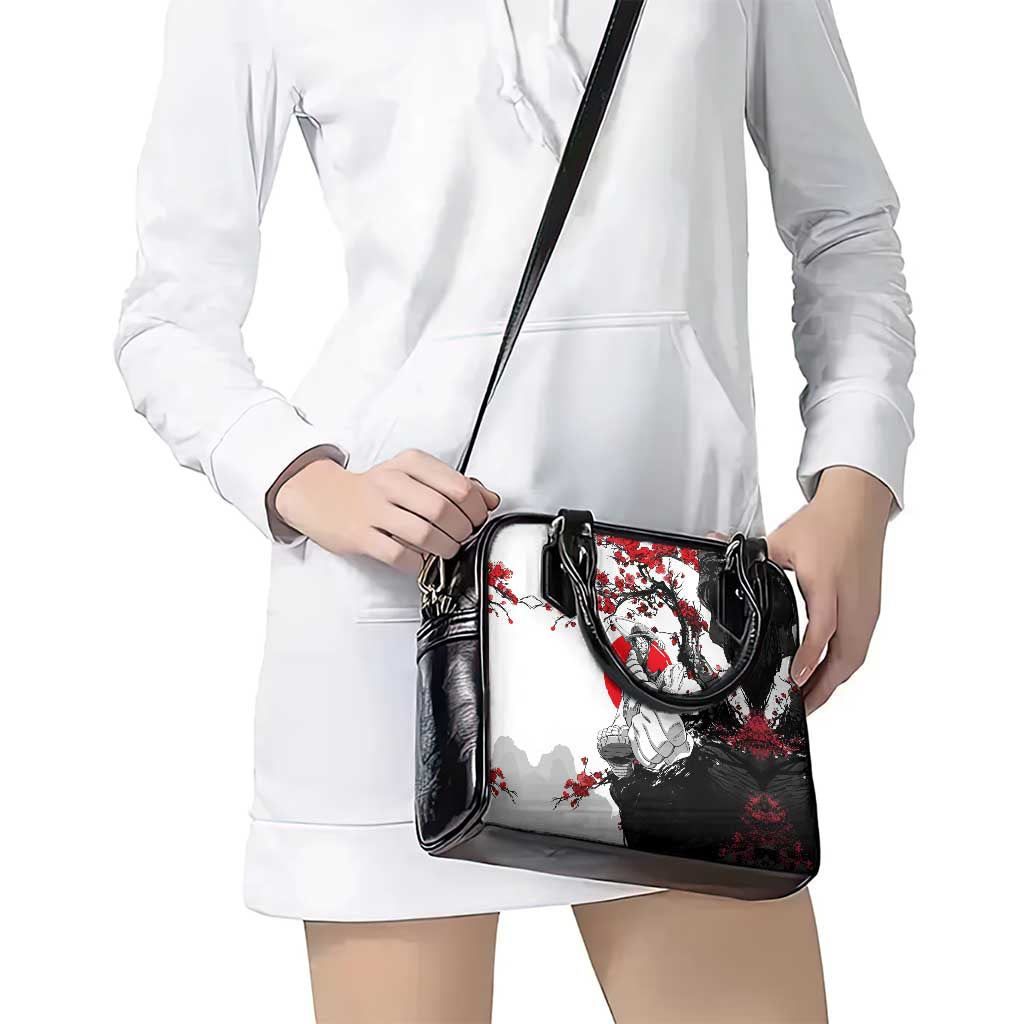 Luffy Gear 3 One Piece Anime White and Red Japanese Art Style Shoulder Handbag with Cherry Blossom Tree and Straw Hat Pirates Jolly Roger - The Mazicc
