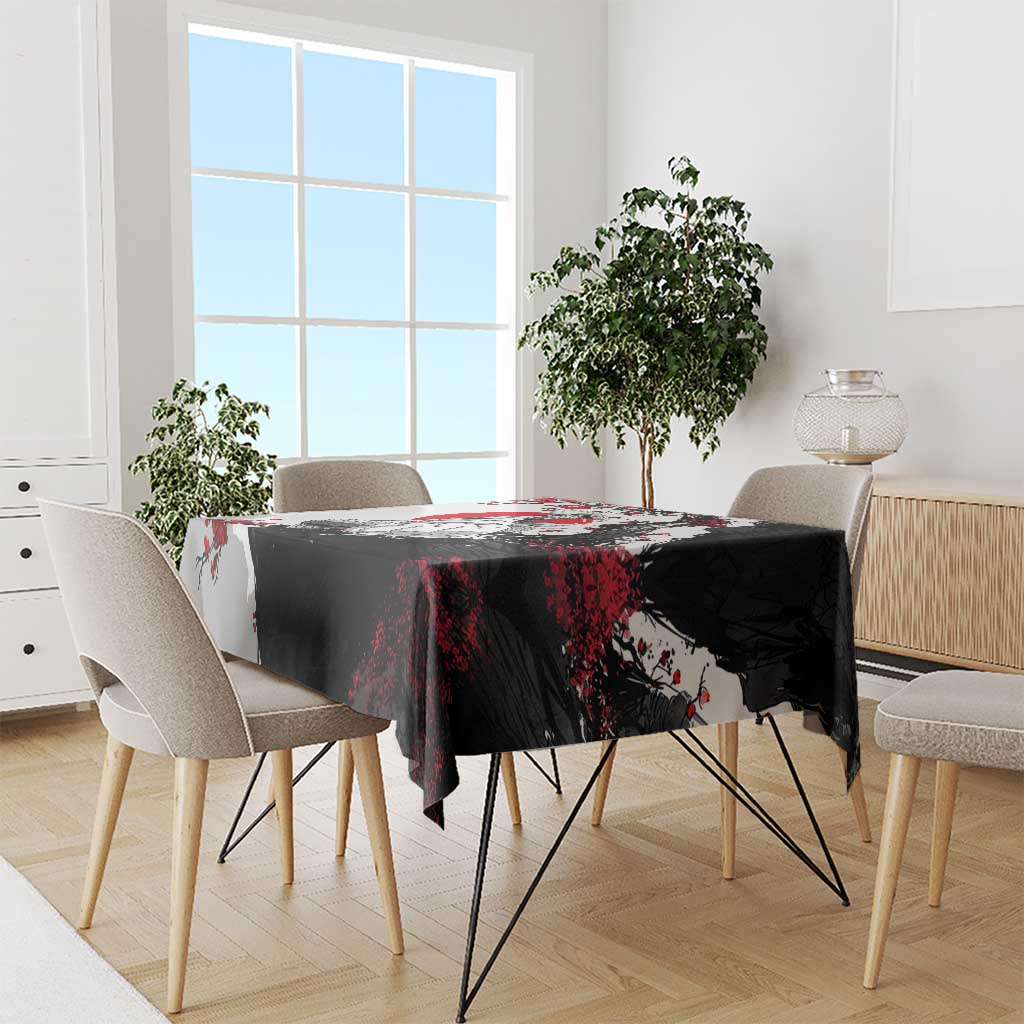 Luffy Gear 3 One Piece Anime White and Red Japanese Art Style Tablecloth with Cherry Blossom Tree and Straw Hat Pirates Jolly Roger - The Mazicc