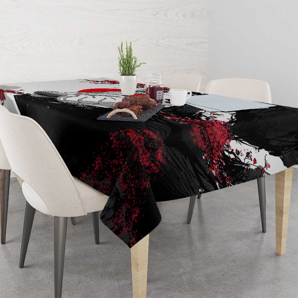 Luffy Gear 3 One Piece Anime White and Red Japanese Art Style Tablecloth with Cherry Blossom Tree and Straw Hat Pirates Jolly Roger - The Mazicc