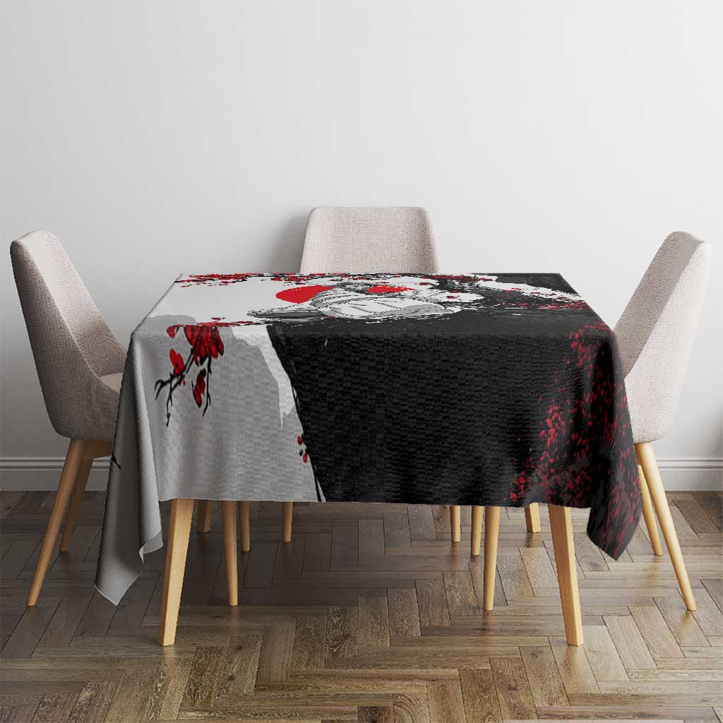 Luffy Gear 3 One Piece Anime White and Red Japanese Art Style Tablecloth with Cherry Blossom Tree and Straw Hat Pirates Jolly Roger - The Mazicc