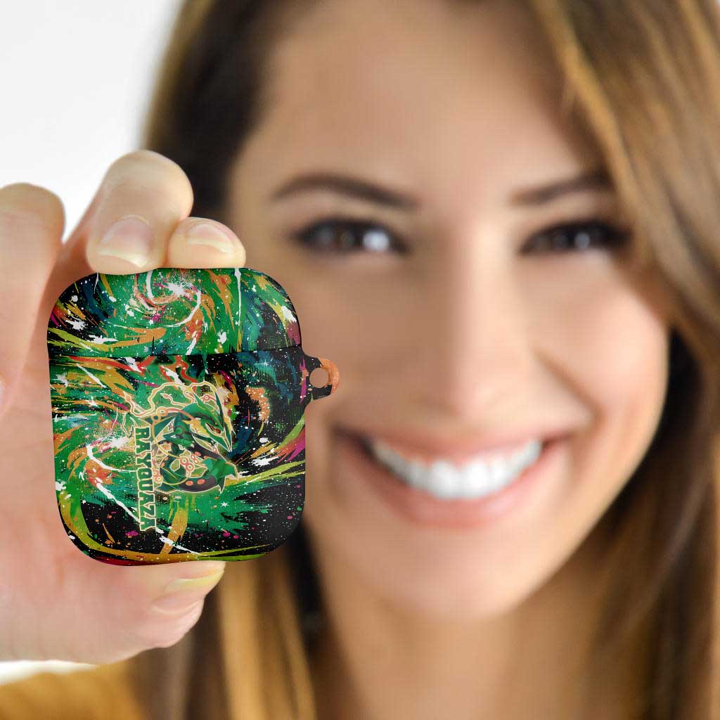 Rayquaza Poké Green Abstract Galaxy Design AirPods Case Dynamic Swirl Background - The Mazicc