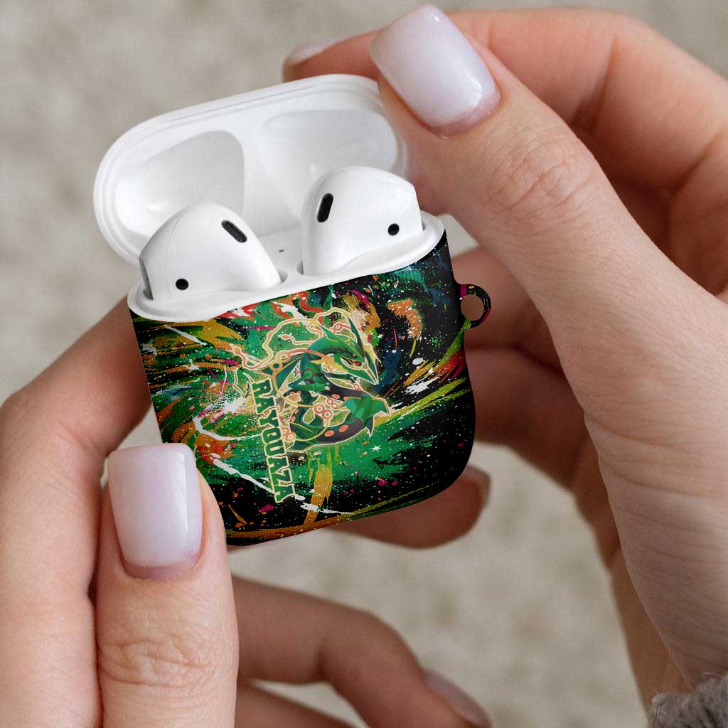 Rayquaza Poké Green Abstract Galaxy Design AirPods Case Dynamic Swirl Background - The Mazicc