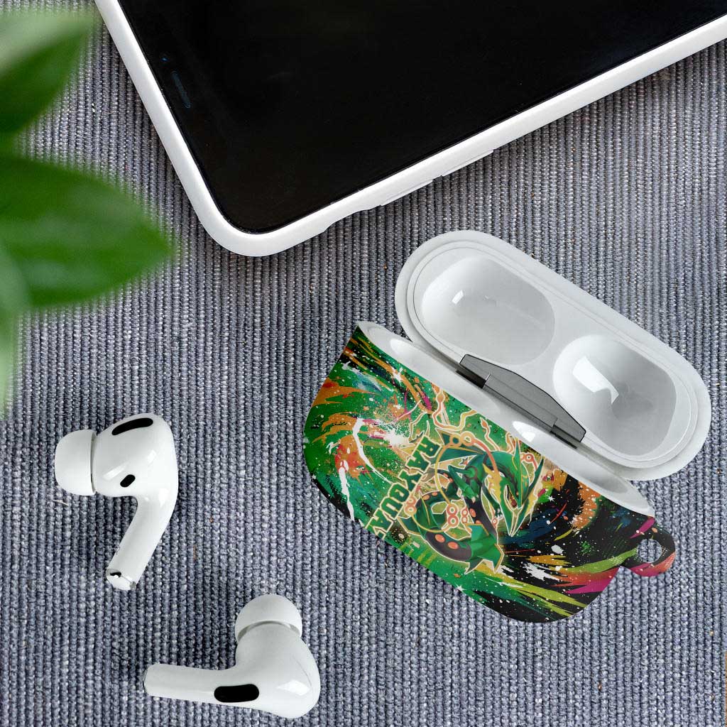 Rayquaza Poké Green Abstract Galaxy Design AirPods Case Dynamic Swirl Background - The Mazicc