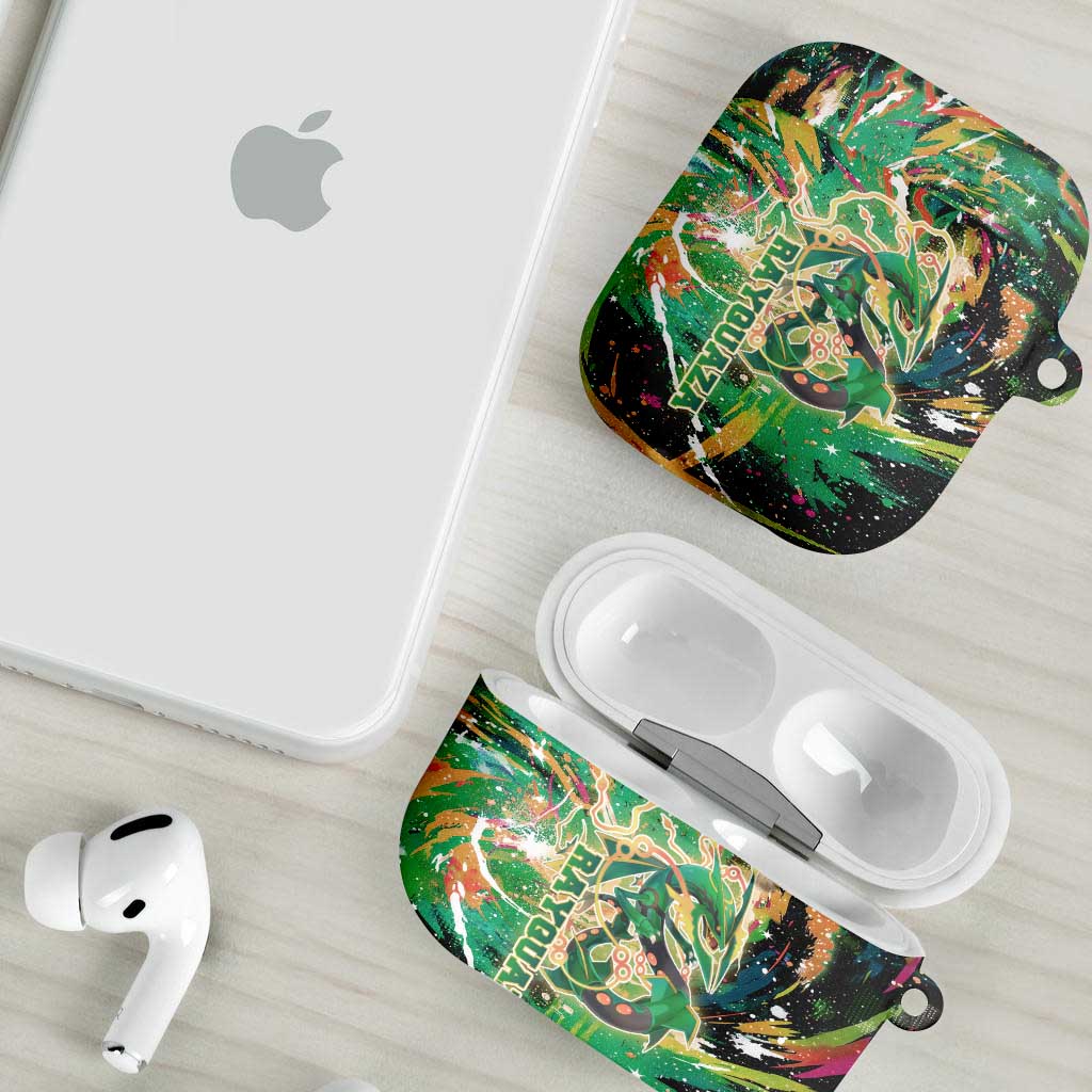 Rayquaza Poké Green Abstract Galaxy Design AirPods Case Dynamic Swirl Background - The Mazicc