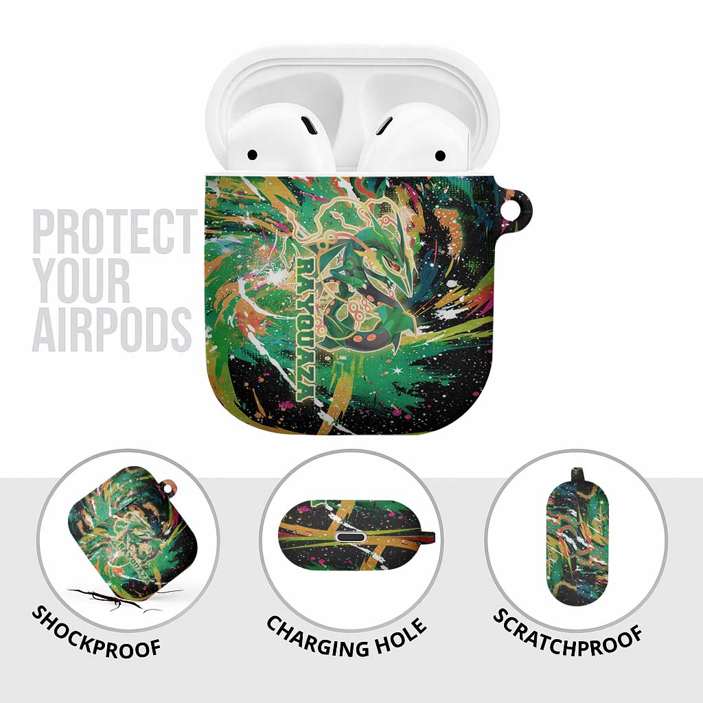 Rayquaza Poké Green Abstract Galaxy Design AirPods Case Dynamic Swirl Background - The Mazicc