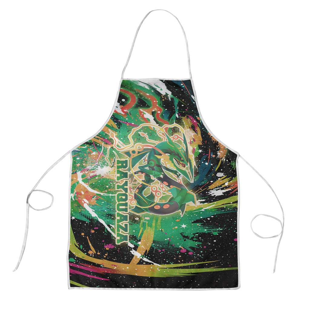 Rayquaza Poké Green Abstract Galaxy Design Apron Dynamic Swirl Background - The Mazicc