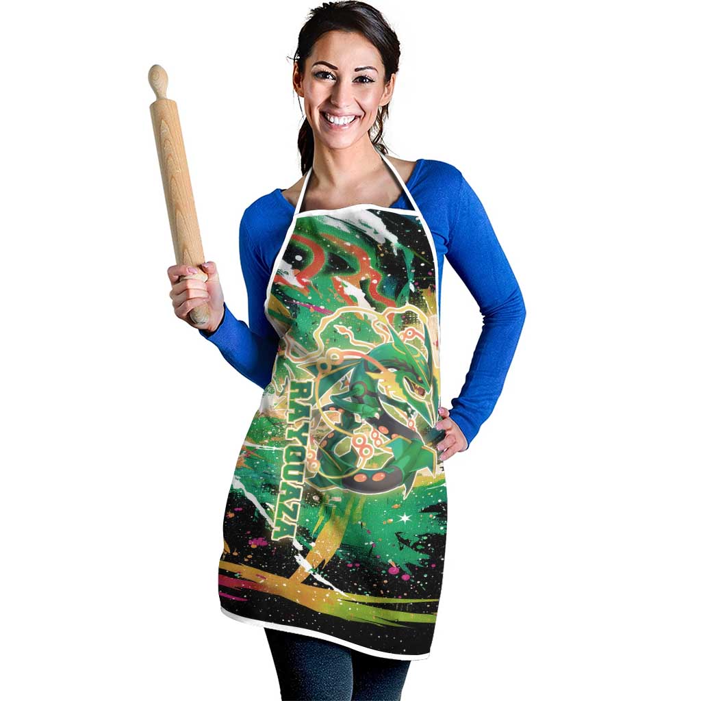 Rayquaza Poké Green Abstract Galaxy Design Apron Dynamic Swirl Background - The Mazicc