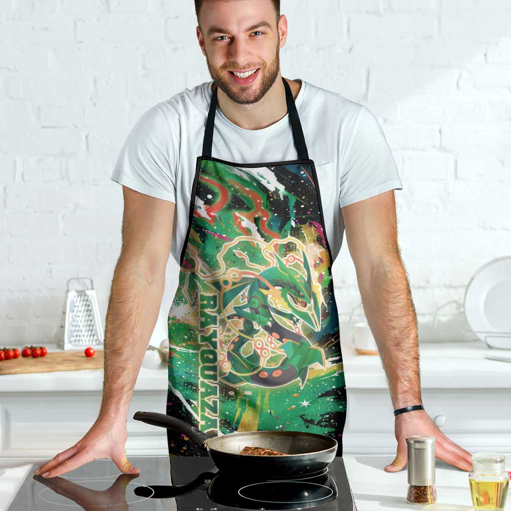Rayquaza Poké Green Abstract Galaxy Design Apron Dynamic Swirl Background - The Mazicc