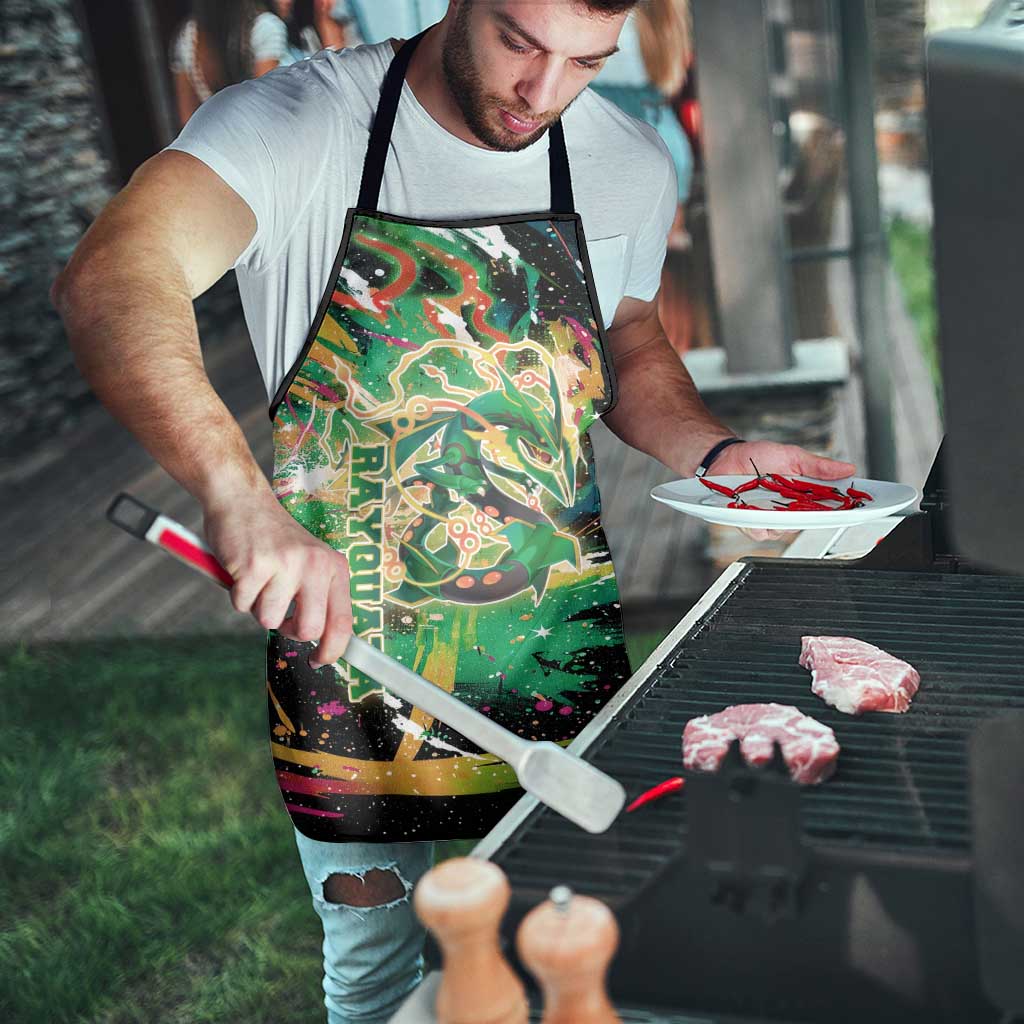 Rayquaza Poké Green Abstract Galaxy Design Apron Dynamic Swirl Background - The Mazicc