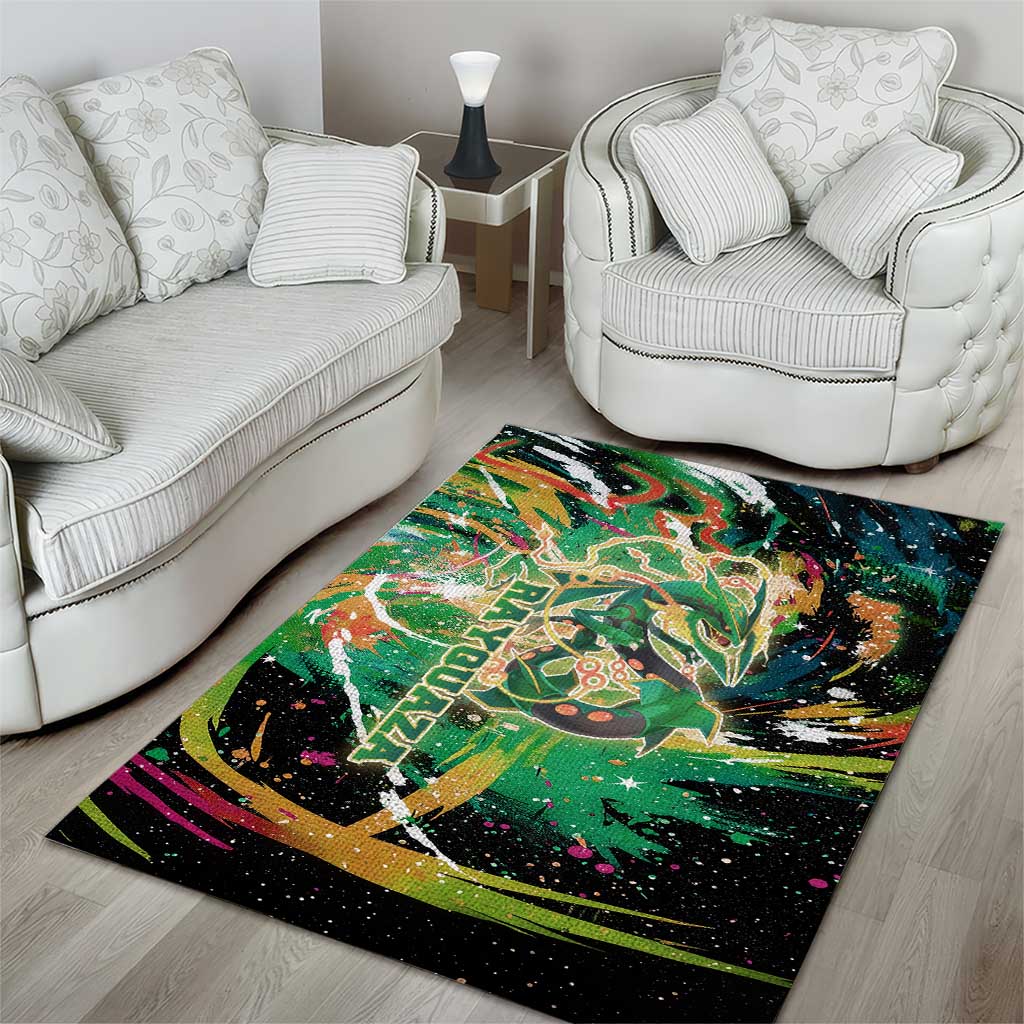 Rayquaza Poké Green Abstract Galaxy Design Area Rug Dynamic Swirl Background - The Mazicc