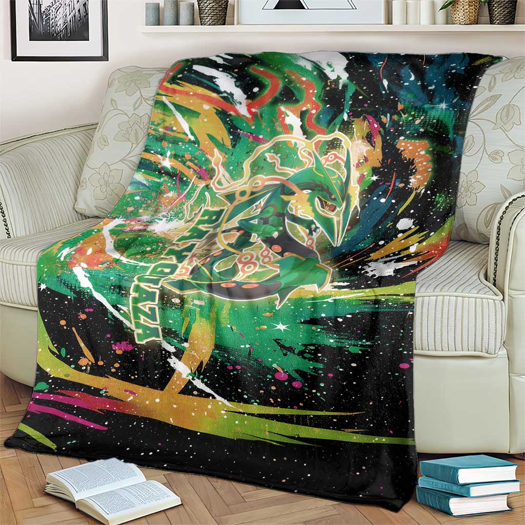 Rayquaza Poké Green Abstract Galaxy Design Blanket Dynamic Swirl Background - The Mazicc