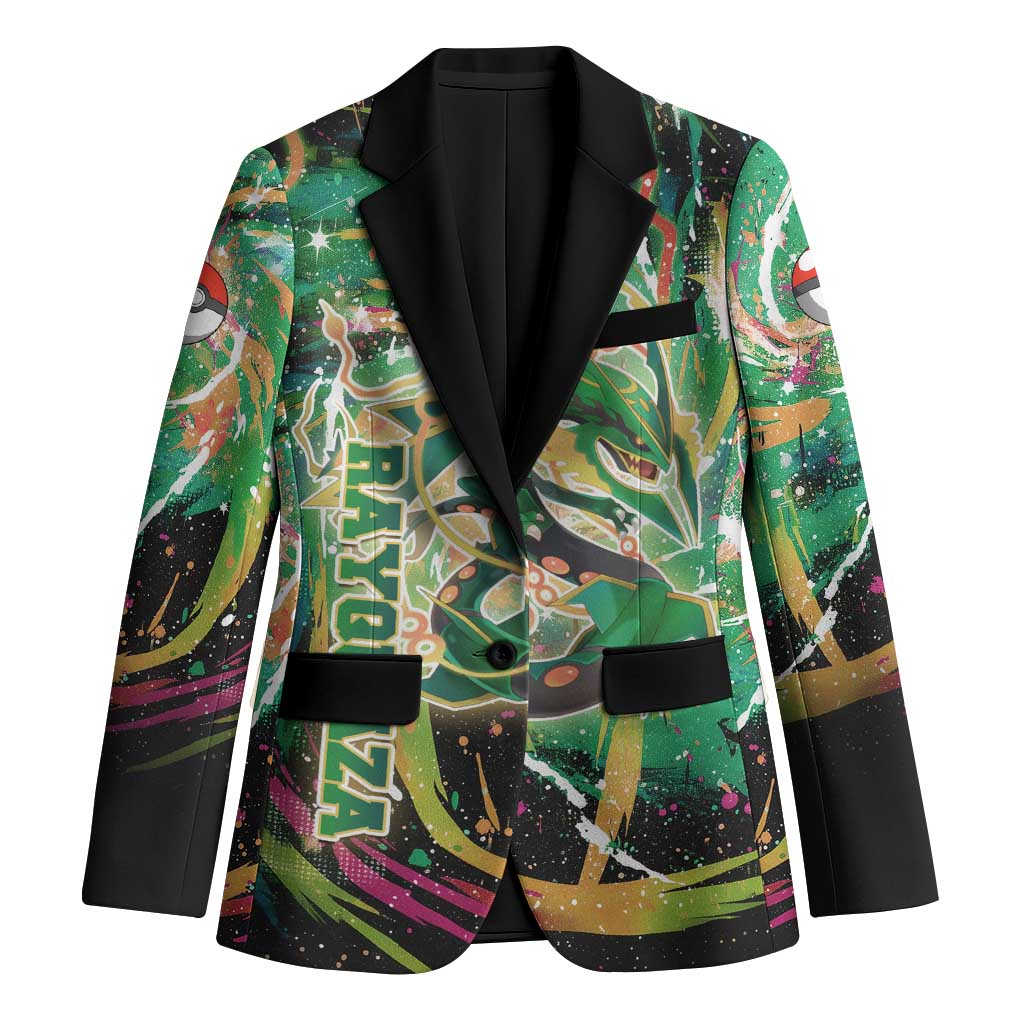 Rayquaza Poké Green Abstract Galaxy Design Blazer Dynamic Swirl Background - The Mazicc
