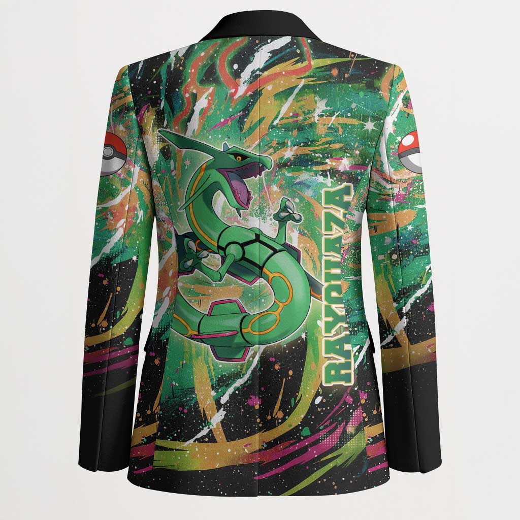 Rayquaza Poké Green Abstract Galaxy Design Blazer Dynamic Swirl Background - The Mazicc
