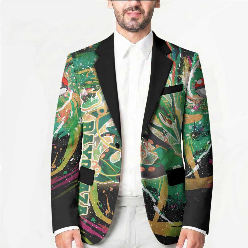 Rayquaza Poké Green Abstract Galaxy Design Blazer Dynamic Swirl Background - The Mazicc
