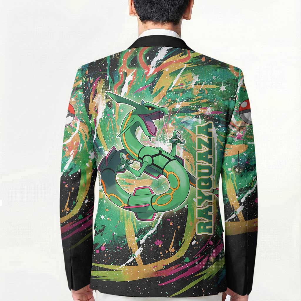 Rayquaza Poké Green Abstract Galaxy Design Blazer Dynamic Swirl Background - The Mazicc