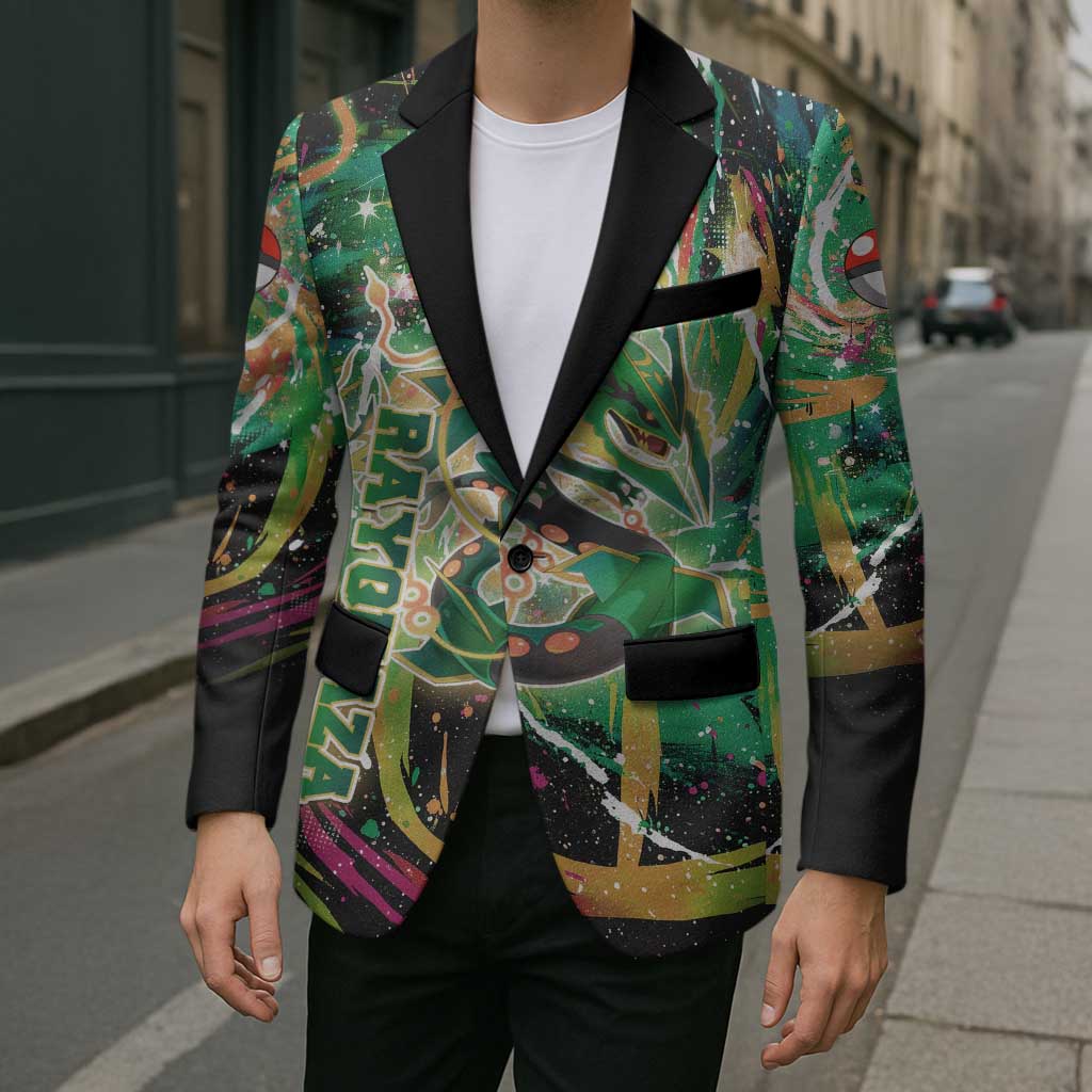 Rayquaza Poké Green Abstract Galaxy Design Blazer Dynamic Swirl Background - The Mazicc