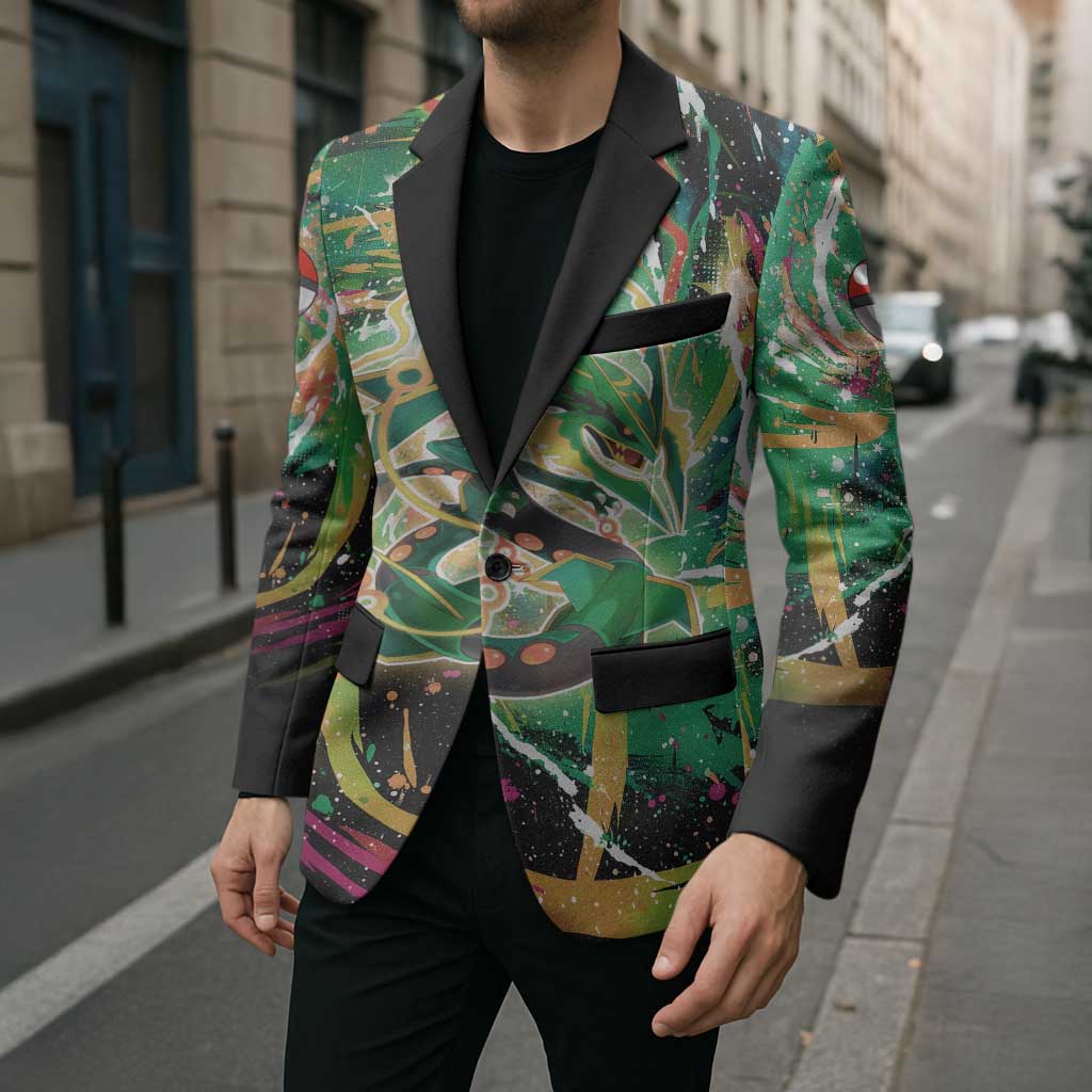 Rayquaza Poké Green Abstract Galaxy Design Blazer Dynamic Swirl Background - The Mazicc