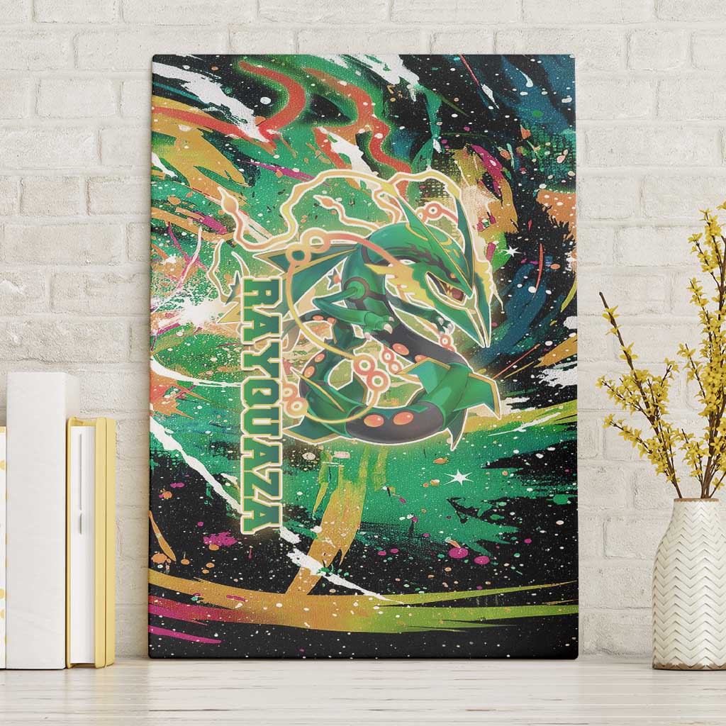 Rayquaza Poké Green Abstract Galaxy Design Canvas Wall Art Dynamic Swirl Background - The Mazicc