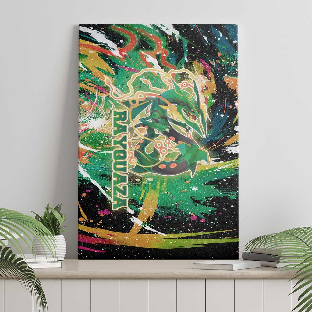 Rayquaza Poké Green Abstract Galaxy Design Canvas Wall Art Dynamic Swirl Background - The Mazicc