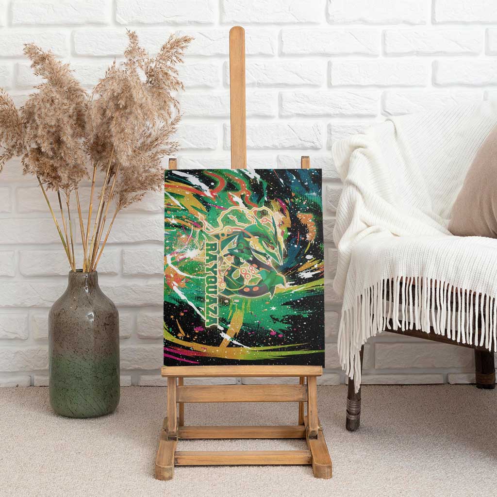 Rayquaza Poké Green Abstract Galaxy Design Canvas Wall Art Dynamic Swirl Background - The Mazicc