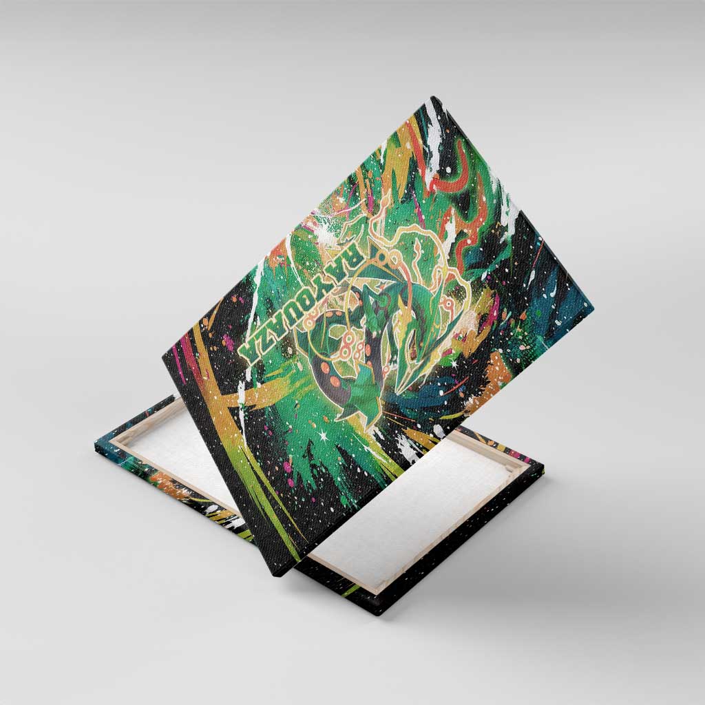 Rayquaza Poké Green Abstract Galaxy Design Canvas Wall Art Dynamic Swirl Background - The Mazicc