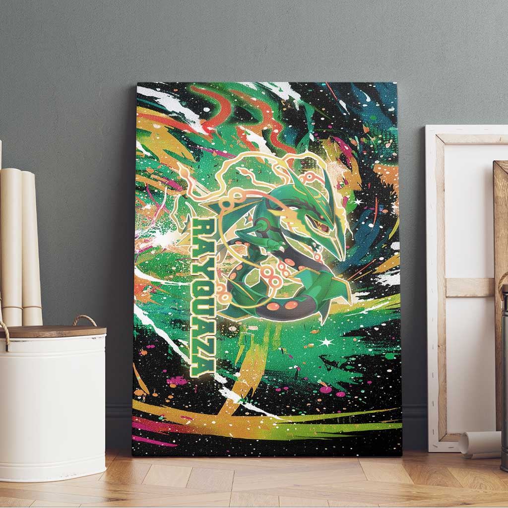 Rayquaza Poké Green Abstract Galaxy Design Canvas Wall Art Dynamic Swirl Background - The Mazicc