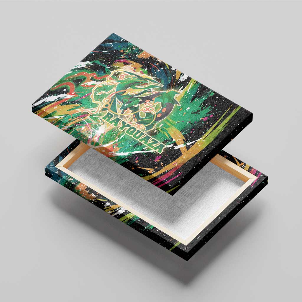 Rayquaza Poké Green Abstract Galaxy Design Canvas Wall Art Dynamic Swirl Background - The Mazicc