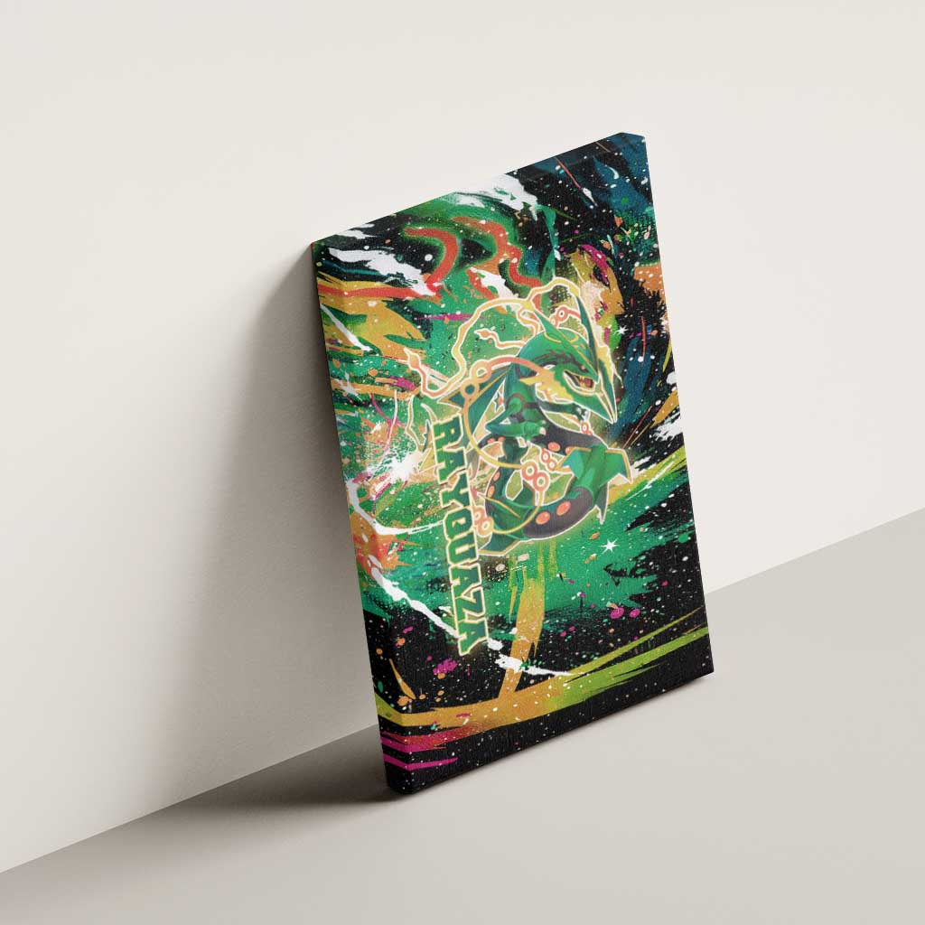 Rayquaza Poké Green Abstract Galaxy Design Canvas Wall Art Dynamic Swirl Background - The Mazicc