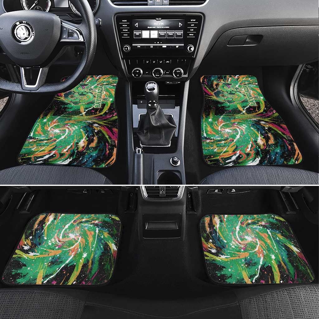Rayquaza Poké Green Abstract Galaxy Design Car Mats Dynamic Swirl Background - The Mazicc