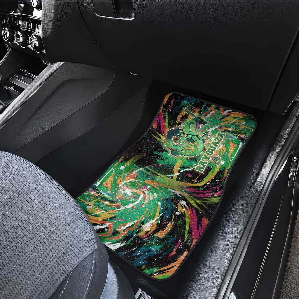 Rayquaza Poké Green Abstract Galaxy Design Car Mats Dynamic Swirl Background - The Mazicc