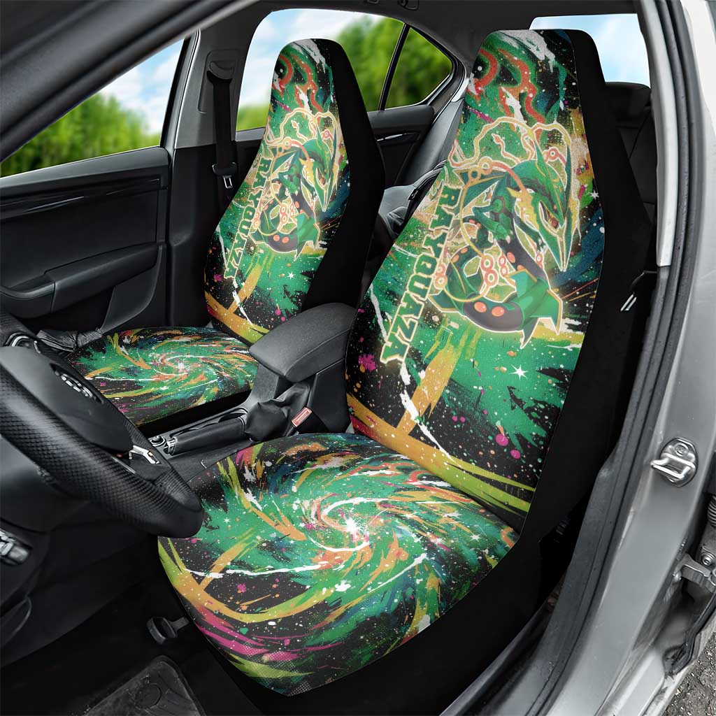 Rayquaza Poké Green Abstract Galaxy Design Car Seat Cover Dynamic Swirl Background - The Mazicc