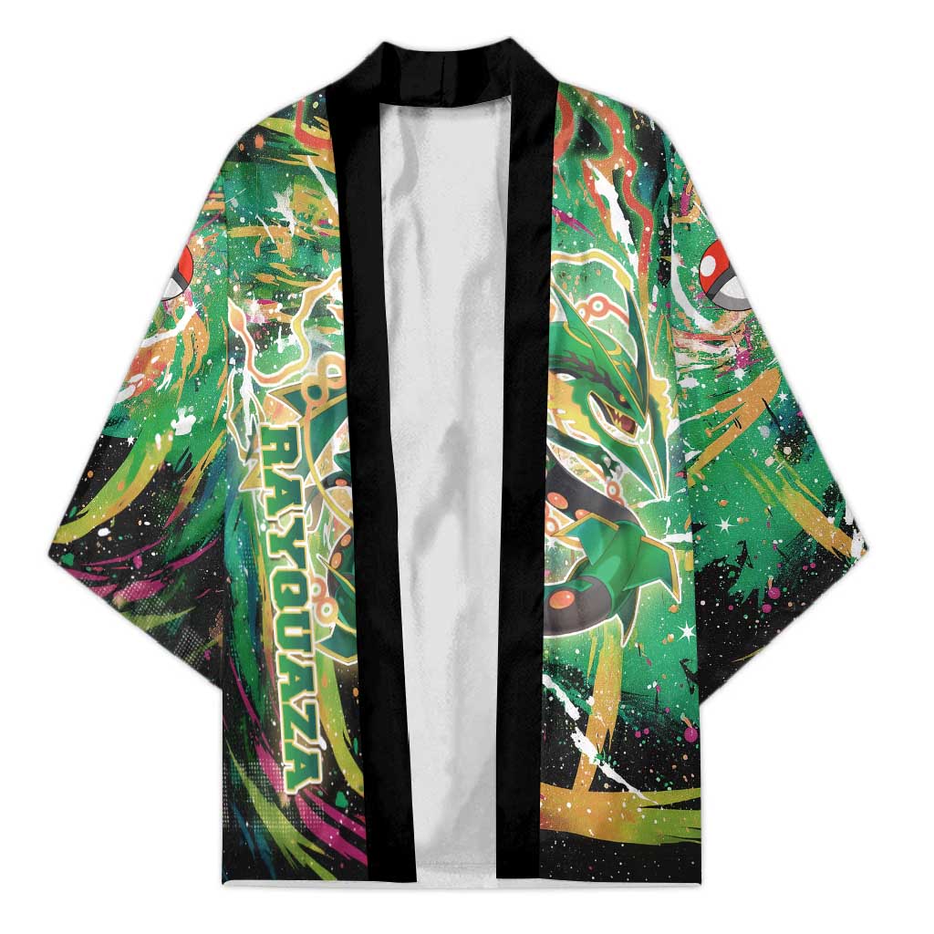 Rayquaza Poké Green Abstract Galaxy Design Kimono Dynamic Swirl Background - The Mazicc